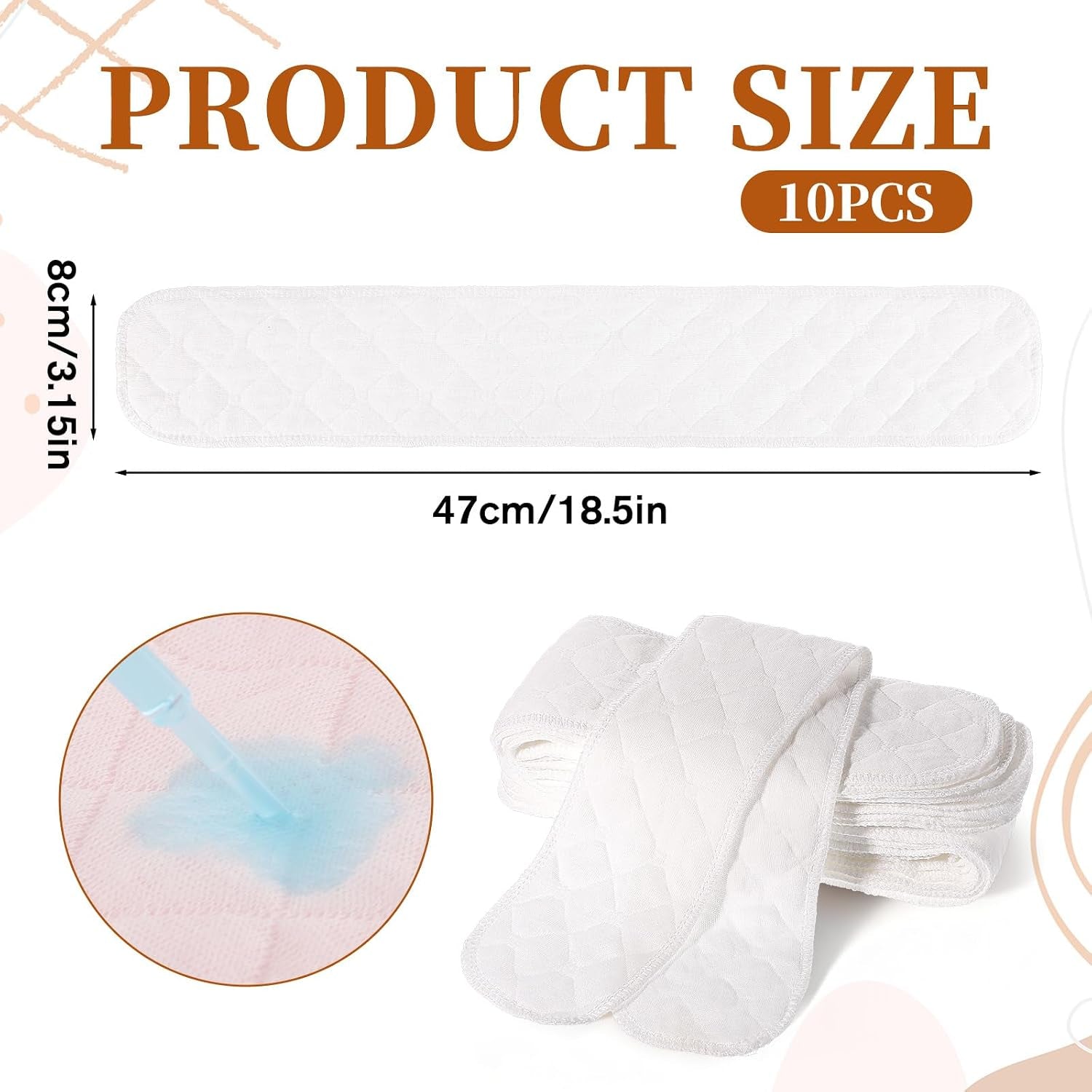 10 Pcs Cotton Bra Liners, 3 Layer Washable Bra Sweat Liners Reusable under Breast Sweat Pads for Women Absorb Sweating, 18X3 Inch