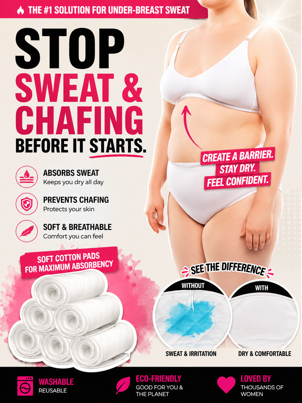 Bra Sweat Sheilds- Washable Cotton cooling sweat absorber